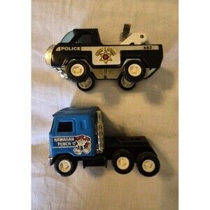 Vintage 1970s Lot Of 2 Buddy L Trucks Hawaiian Punch & Police Tow Truck Metal